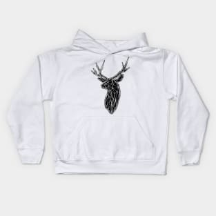 White Lines Stag Trophey Head Kids Hoodie